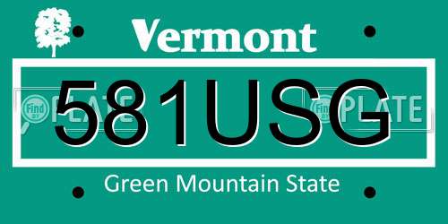 581USG Vermont License Plate