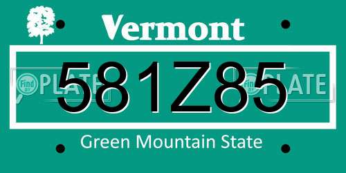 581Z85 Vermont License Plate