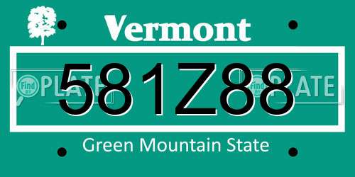 581Z88 Vermont License Plate