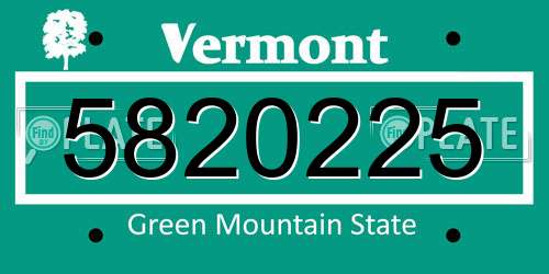 5820225 Vermont License Plate