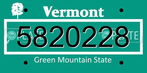 5820228 Vermont License Plate
