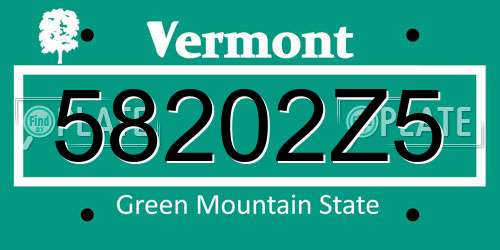 58202Z5 Vermont License Plate