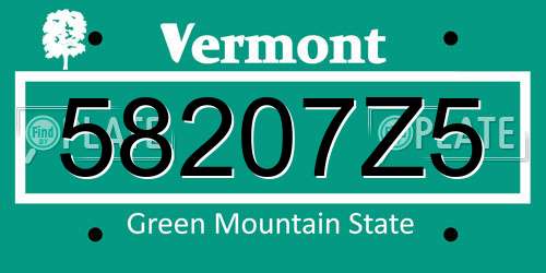 58207Z5 Vermont License Plate