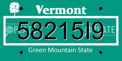 58215I9 Vermont License Plate