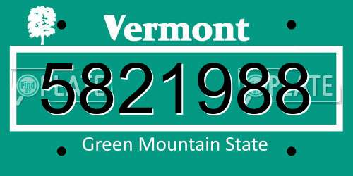5821988 Vermont License Plate