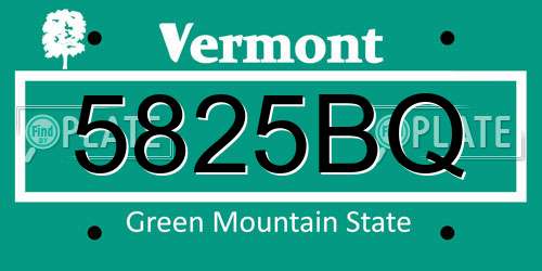 5825BQ Vermont License Plate