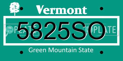 5825SO Vermont License Plate
