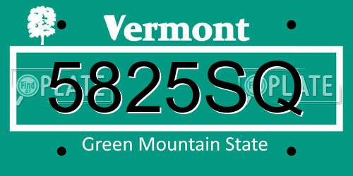 5825SQ Vermont License Plate