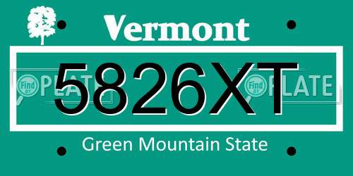 5826XT Vermont License Plate