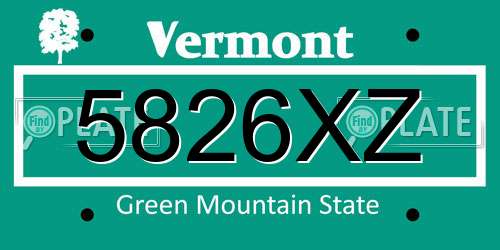 5826XZ Vermont License Plate