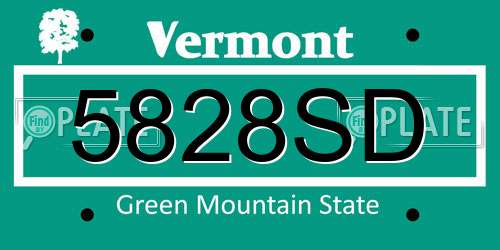 5828SD Vermont License Plate