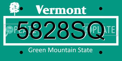5828SQ Vermont License Plate