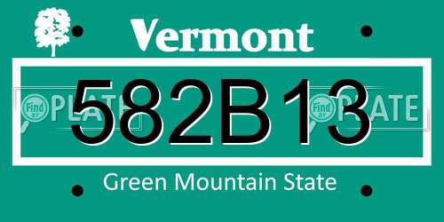 582B13 Vermont License Plate