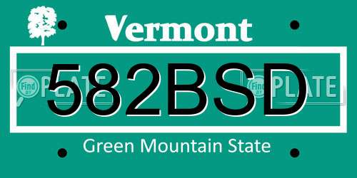 582BSD Vermont License Plate