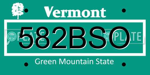582BSO Vermont License Plate