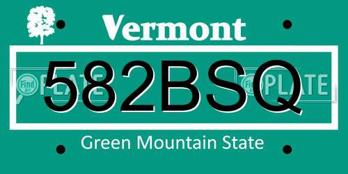 582BSQ Vermont License Plate