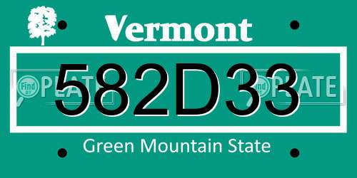 582D33 Vermont License Plate
