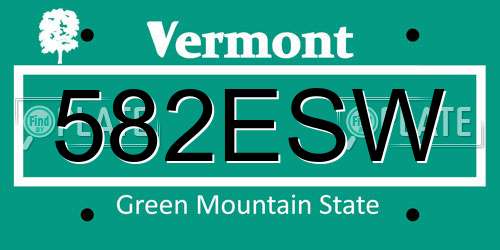 582ESW Vermont License Plate