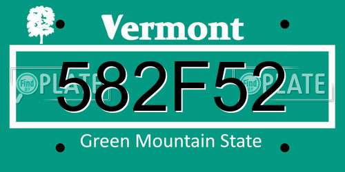 582F52 Vermont License Plate