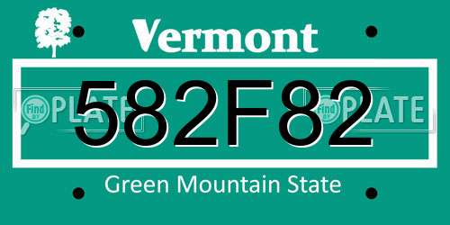 582F82 Vermont License Plate