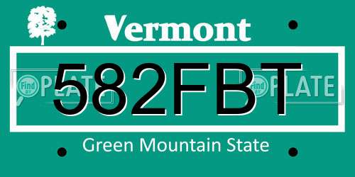 582FBT Vermont License Plate