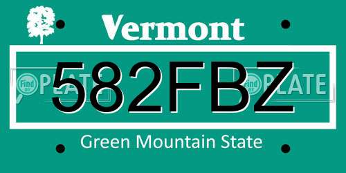 582FBZ Vermont License Plate