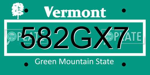 582GX7 Vermont License Plate