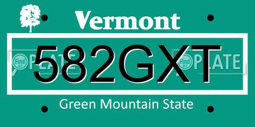 582GXT Vermont License Plate