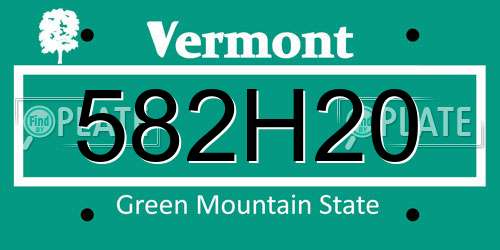 582H20 Vermont License Plate