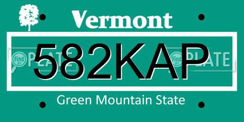 582KAP Vermont License Plate