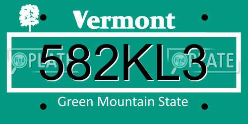 582KL3 Vermont License Plate