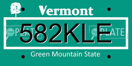 582KLE Vermont License Plate