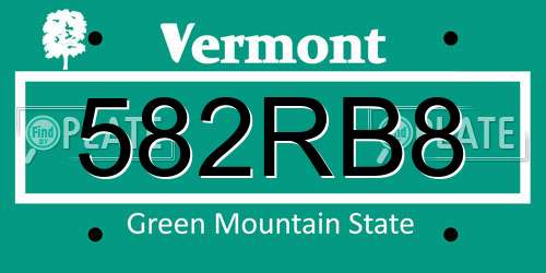 582RB8 Vermont License Plate