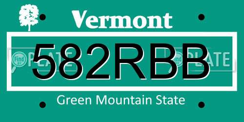 582RBB Vermont License Plate