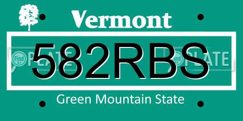 582RBS Vermont License Plate