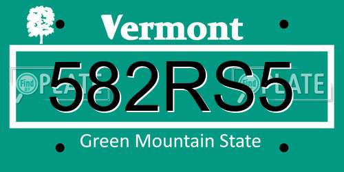 582RS5 Vermont License Plate