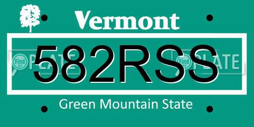 582RSS Vermont License Plate