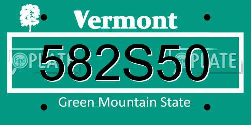 582S50 Vermont License Plate