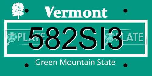 582SI3 Vermont License Plate