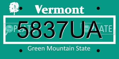 5837UA Vermont License Plate