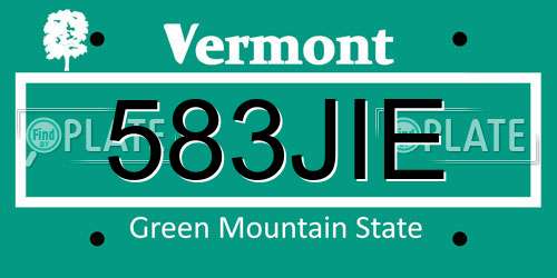 583JIE Vermont License Plate