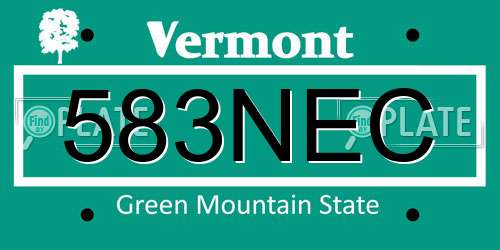 583NEC Vermont License Plate