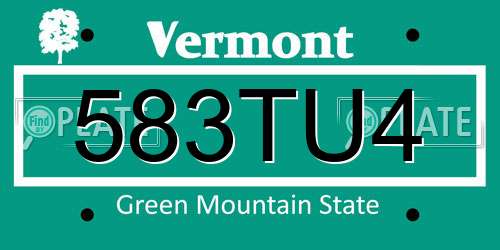 583TU4 Vermont License Plate