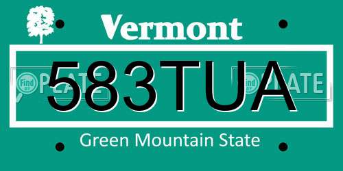 583TUA Vermont License Plate