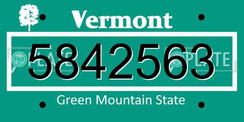5842563 Vermont License Plate