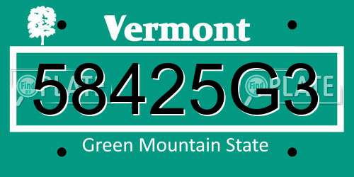 58425G3 Vermont License Plate