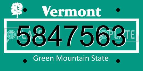 5847563 Vermont License Plate