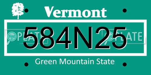 584N25 Vermont License Plate