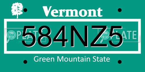 584NZ5 Vermont License Plate