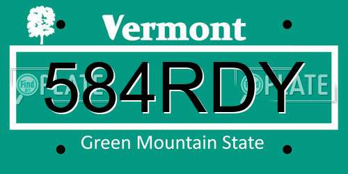 584RDY Vermont License Plate